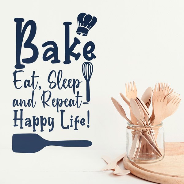 Stickers muraux: Bake eat, sleep and repeat