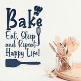 Stickers muraux: Bake eat, sleep and repeat 2