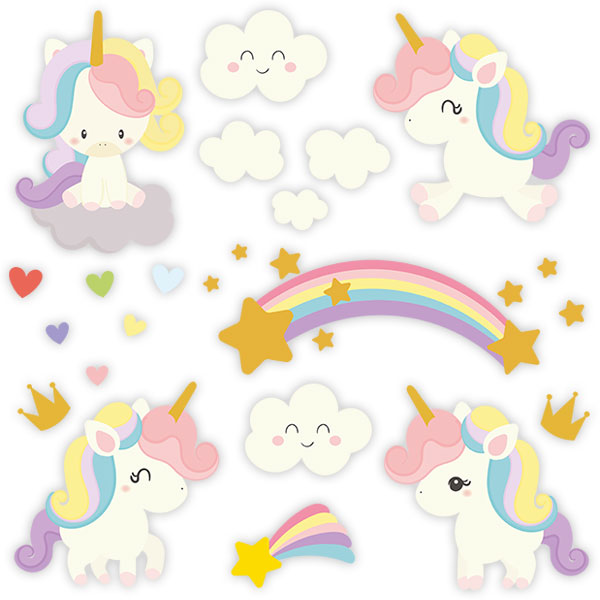 Stickers muraux: Kit de licorne fantaisie