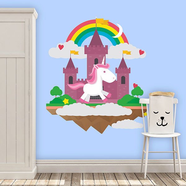 Stickers muraux: Licorne dans le château