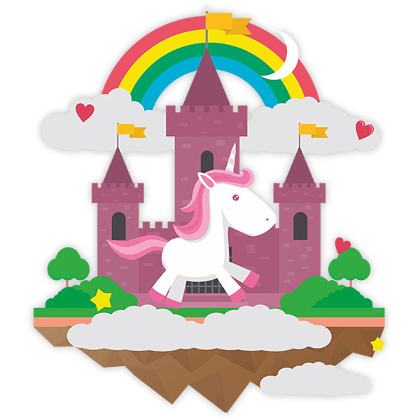 Stickers muraux: Licorne dans le château