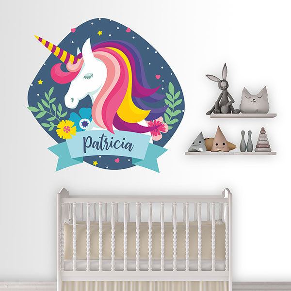 Stickers muraux: Licorne avec nom personnalisé