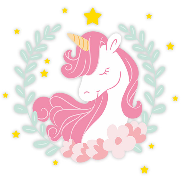 Stickers muraux: Une licorne parmi les lauriers