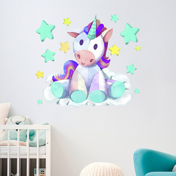 Stickers muraux: Licorne animal en peluche