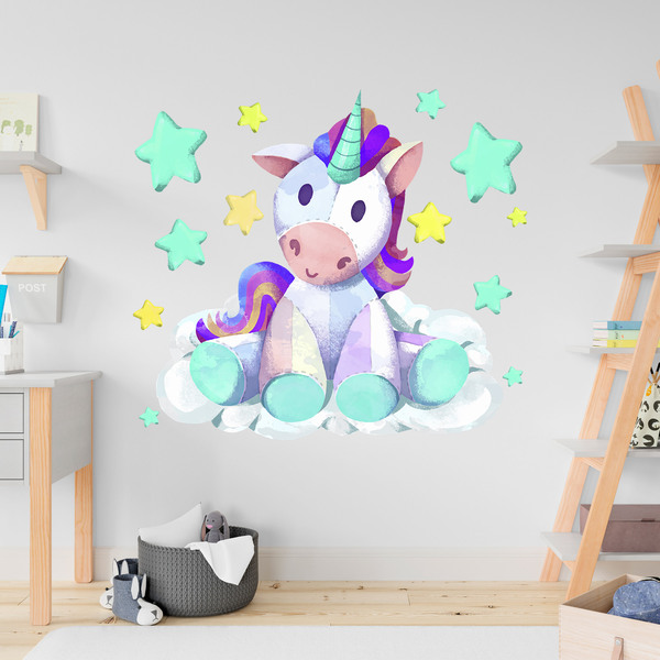 Stickers muraux: Licorne animal en peluche