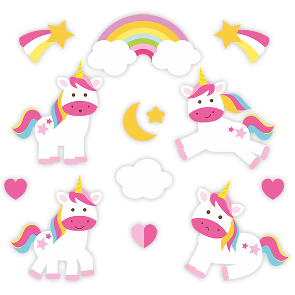 Stickers muraux: Kit de licorne ludique 