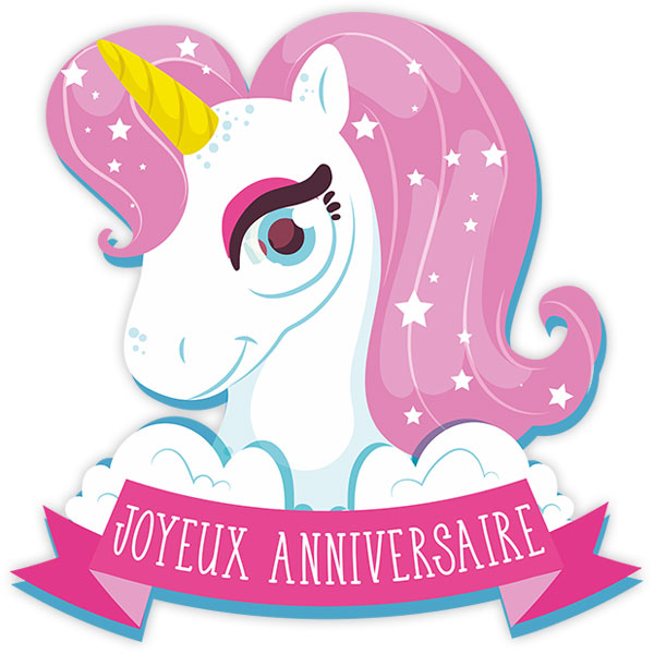 Sticker mural Licorne Joyeux anniversaire en français