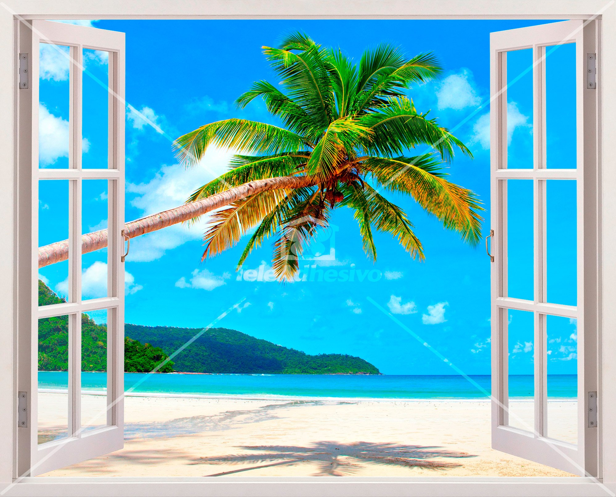 Stickers muraux Palmier sur la plage des Caraïbes