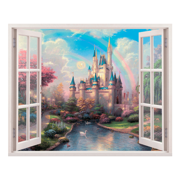 Stickers pour enfants: Fenêtre Château de la belle endormie