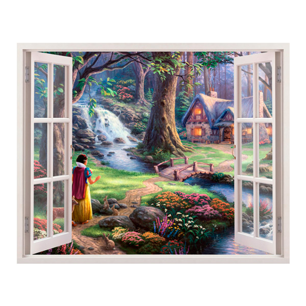Stickers pour enfants: Fenêtre Blanche-Neige dans les bois
