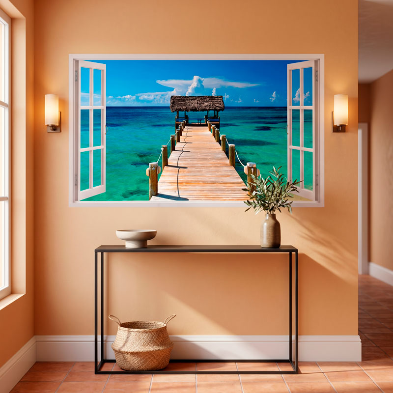 Panorama passerelle vers la mer aux Bahamas 5/10