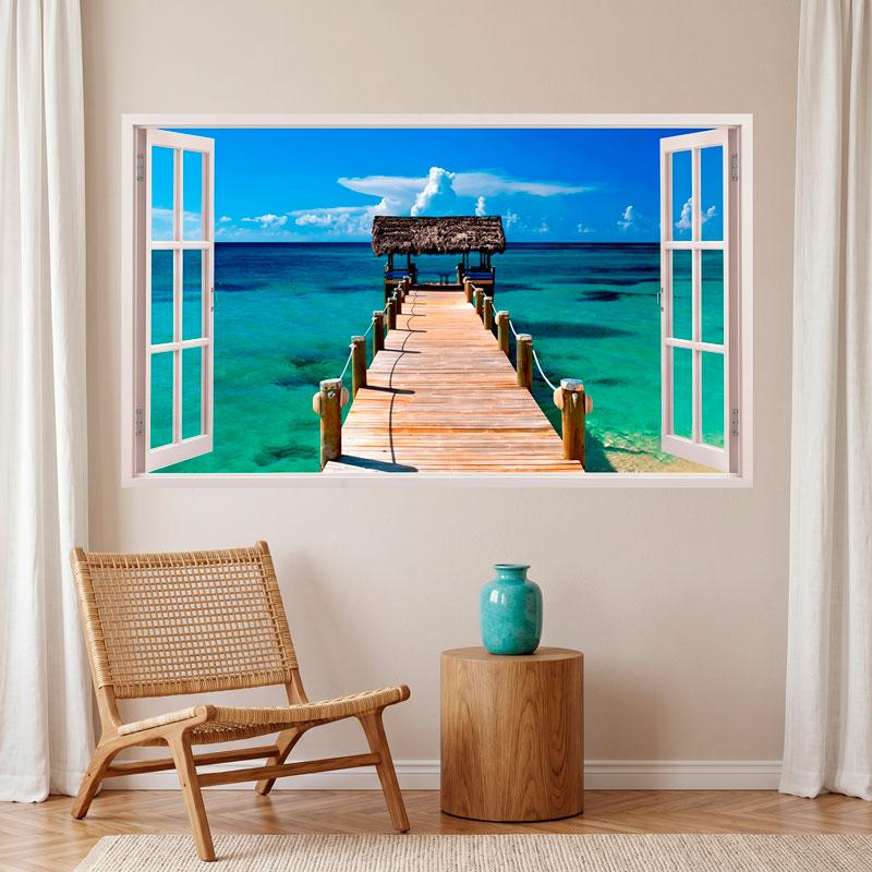 Panorama passerelle vers la mer aux Bahamas 6/10