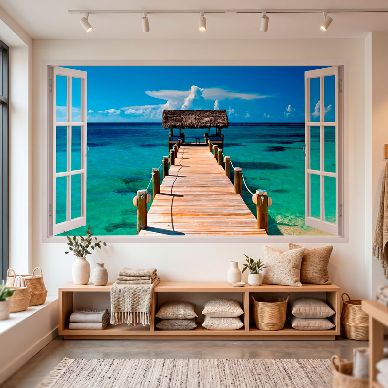 Panorama passerelle vers la mer aux Bahamas 7/10