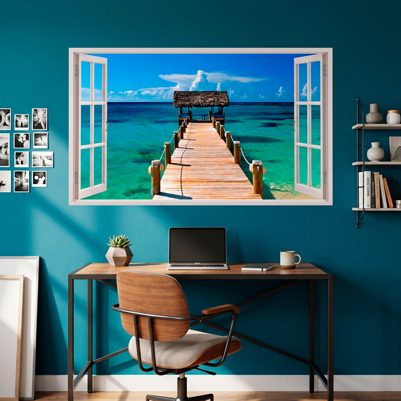 Panorama passerelle vers la mer aux Bahamas 9/10