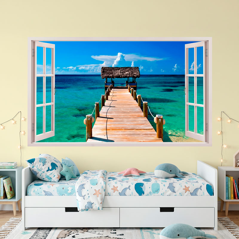 Panorama passerelle vers la mer aux Bahamas 10/10
