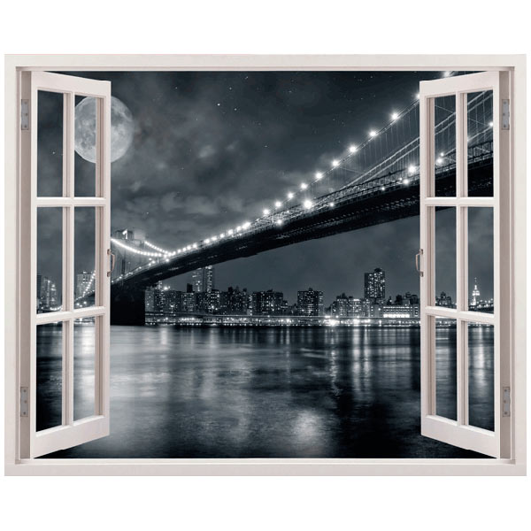 Stickers muraux: Brooklyn Bridge (noir et blanc)