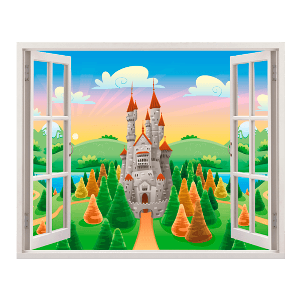 Stickers pour enfants: Fenêtre du château du soleil 0