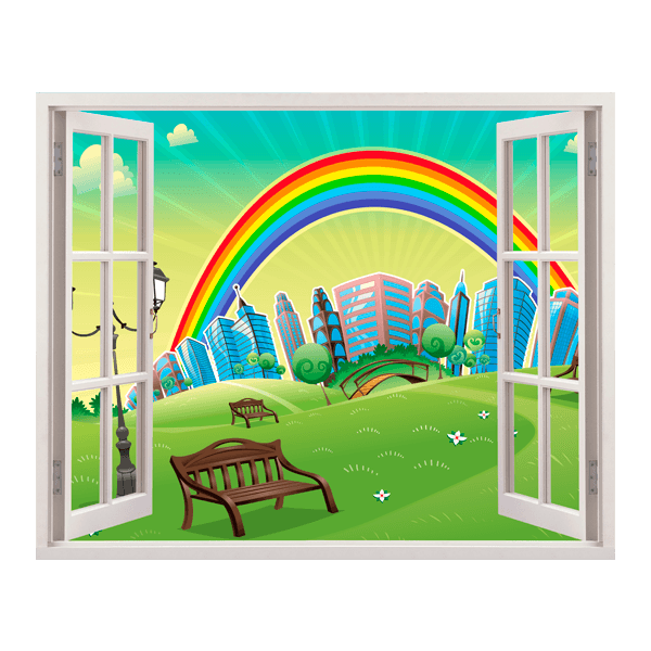 Stickers pour enfants: Fenêtre Arc-en-ciel
