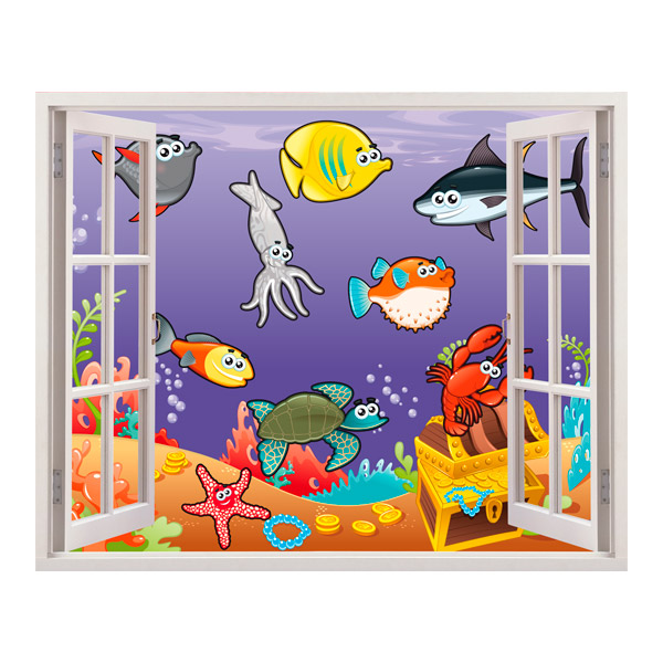 Stickers pour enfants: Fenêtre Animaux marins