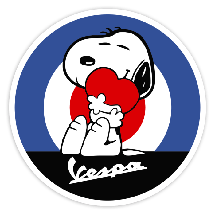 Autocollants: Snoopy Mod avec Vespa et Cur