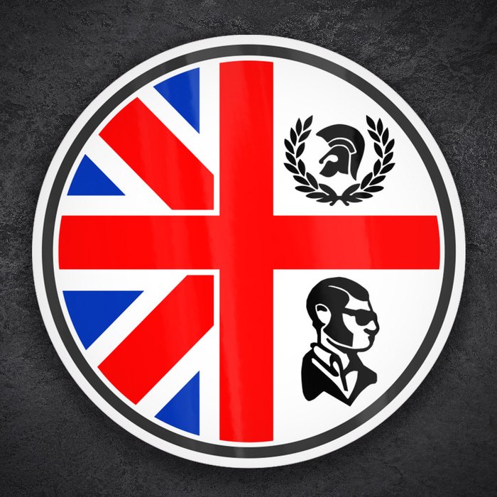 Autocollants: Emblème Skinhead UK avec Croix et Trojan