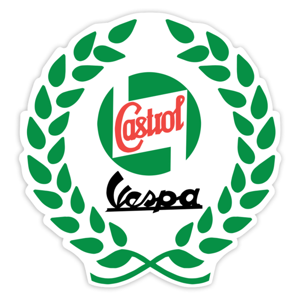 Autocollants: Castrol Vespa avec Couronne de Laurier