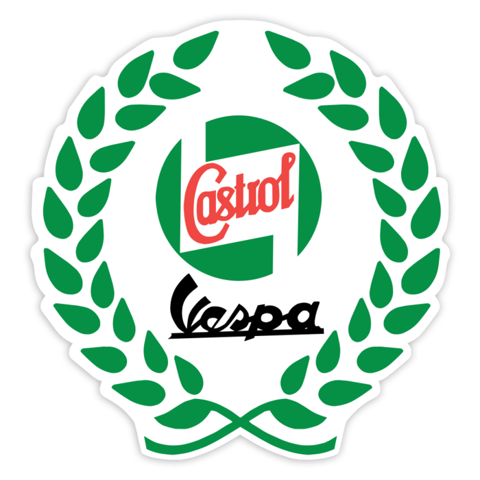 Autocollants: Castrol Vespa avec Couronne de Laurier