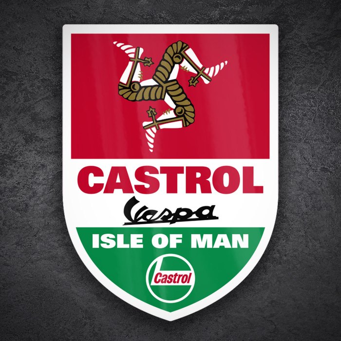 Autocollants: Blason Classique Vespa Castrol Île de Man