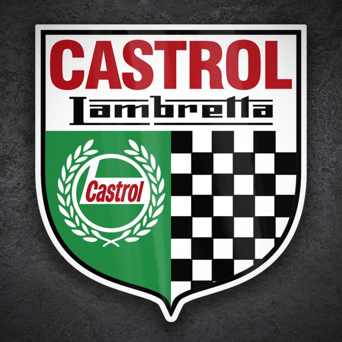 Autocollants: Blason Lambretta Castrol avec Damier Racing