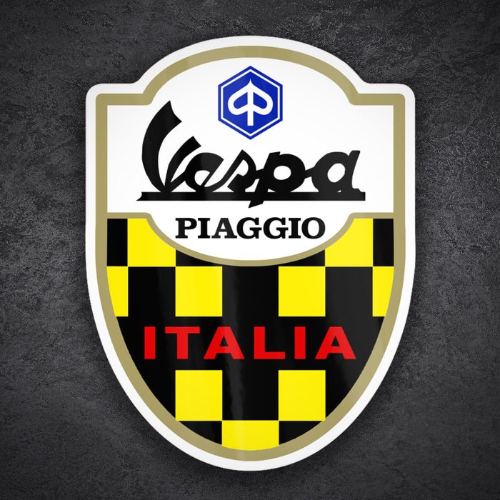 Autocollants: Blason Piaggio Vespa Italia à Damier Racing