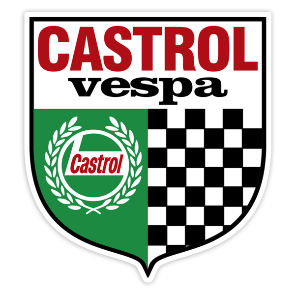 Autocollants: Blason Vespa Castrol avec Damier Racing