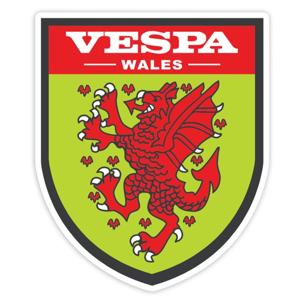 Autocollants: Vespa Dragon Rouge du Pays de Galles