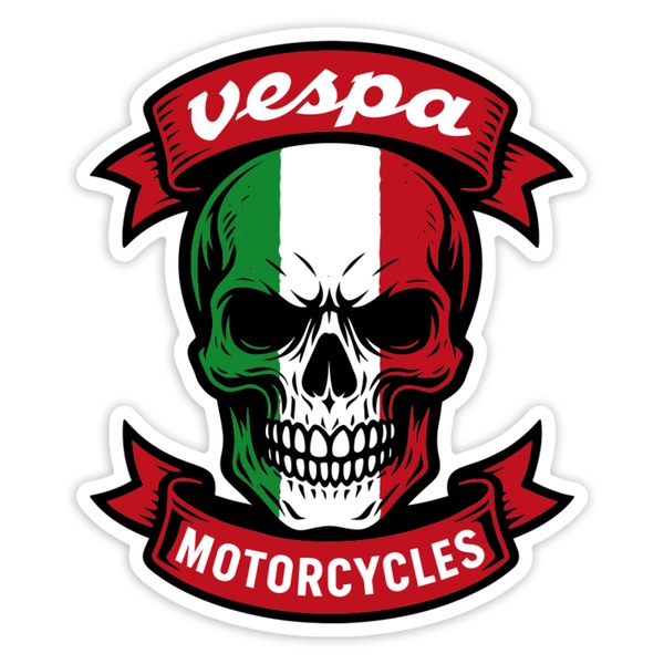 Autocollants: Crâne Vespa Italie Motorcycles