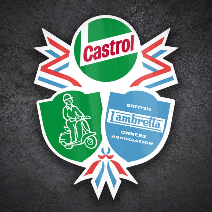 Autocollants: Blason Vintage Lambretta Castrol Style Britannique
