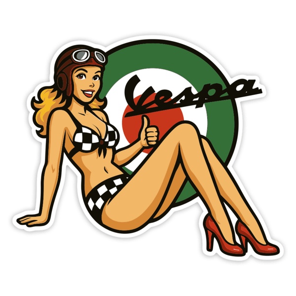 Autocollants: Pin-up Vespa Italienne