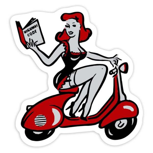 Autocollants: Pin-up Rouge sur Vespa
