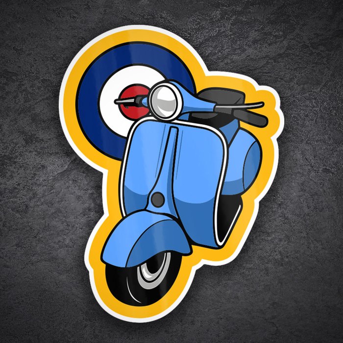 Autocollants: Scooter Classique Mod Bleu