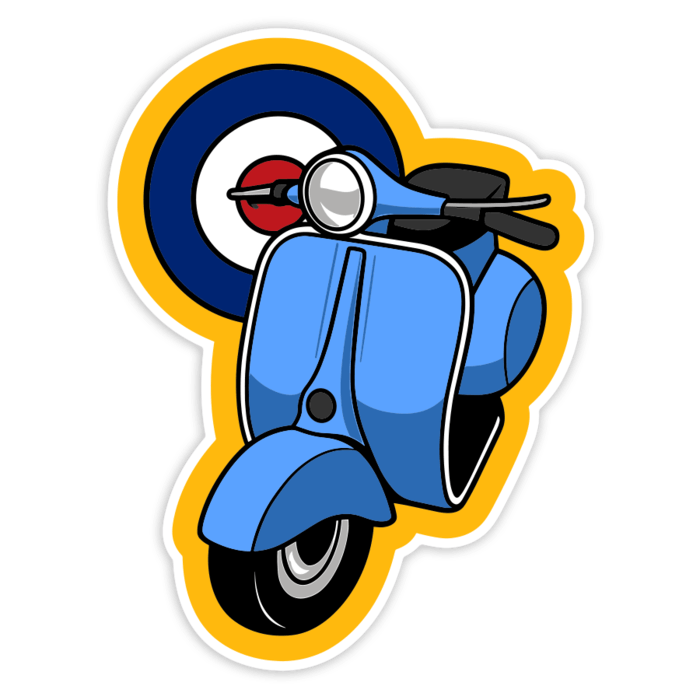 Autocollants: Scooter Classique Mod Bleu