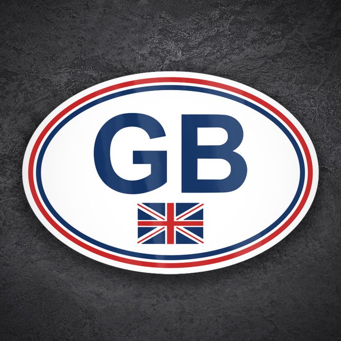 Autocollants: GB drapeau Royaume-Uni ovale