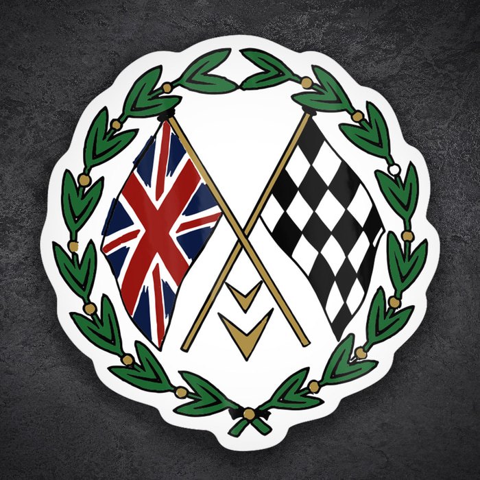 Autocollants: Drapeau GB damier couronne