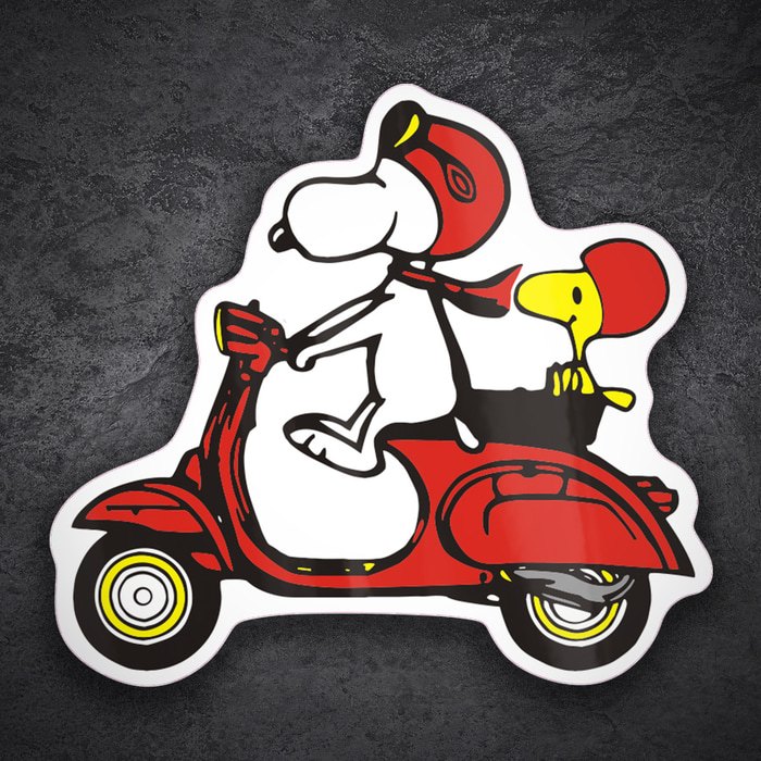 Autocollants: Snoopy Vespa Rouge