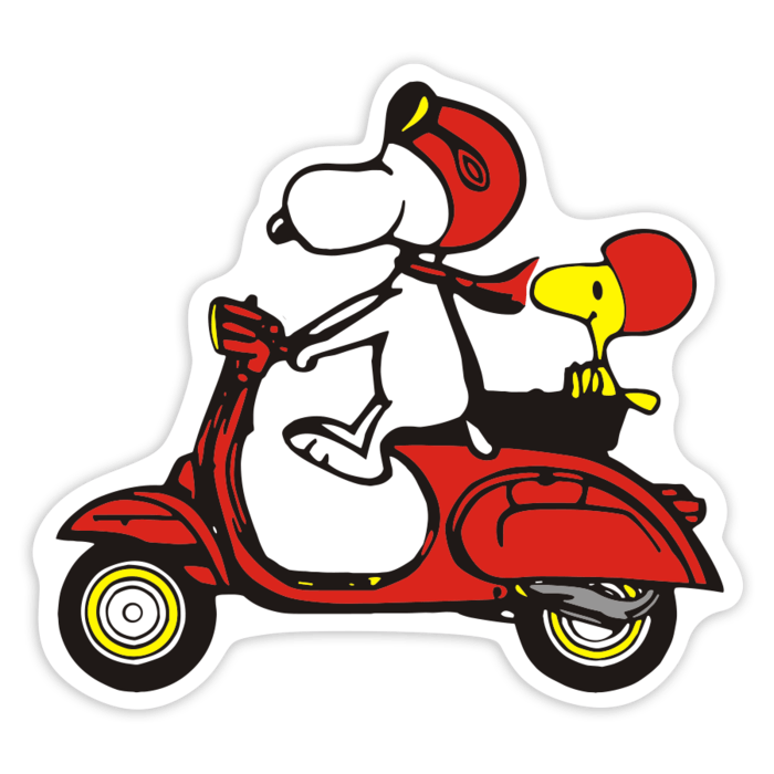 Autocollants: Snoopy Vespa Rouge