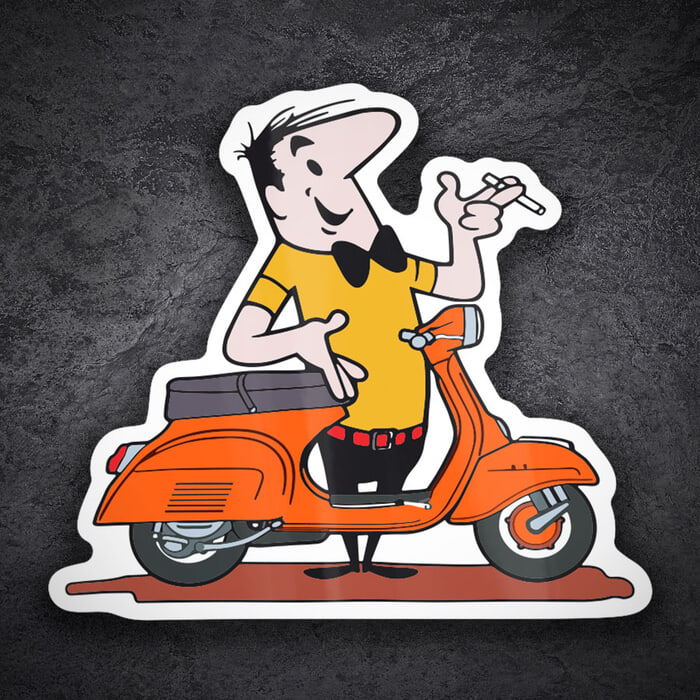 Autocollants: Homme et Vespa Orange