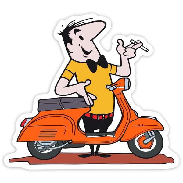 Autocollants: Homme et Vespa Orange