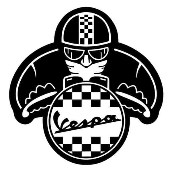 Autocollants: Pilote Vespa Rétro Course