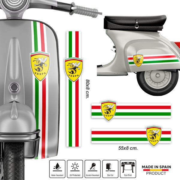 Autocollants: Bandes Vespa drapeau italien