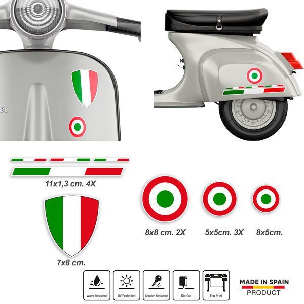 Autocollants: Drapeaux et armoiries de Vespa Italie