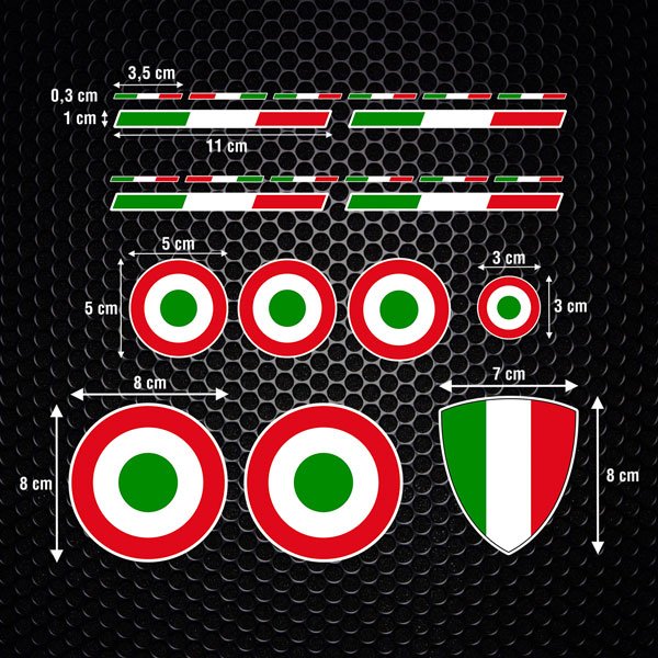 Autocollants: Drapeaux et armoiries de Vespa Italie