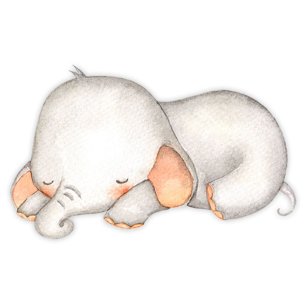 Stickers pour enfants: Aquarelle éléphant endormi