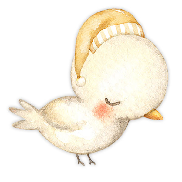 Stickers pour enfants: Oiseau avec bonnet de couchage